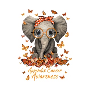 Appendix Cancer Awareness Ribbon Elephant T-Shirt