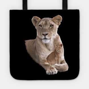 Lioness - Mama with Lion - Baby - Cat in Africa Tote