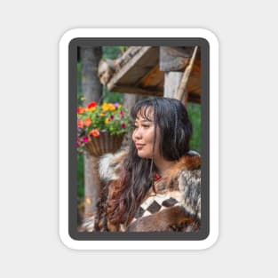 USA. Alaska. Chena Village. Portrait of a Girl. Magnet