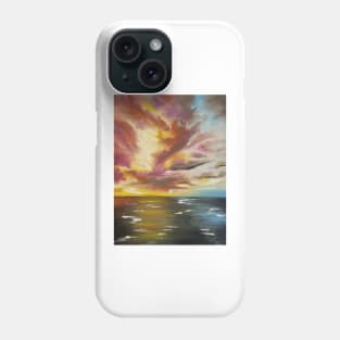 Sky Fire, Fire in the Sky, Skyscape, Seascape, Sunrise, Sunset painting, Sunset Artwork, Sunset Decor, Coastal Decor, Beach Decor Phone Case