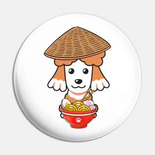 Funny Poodle Eating Noodles Pin