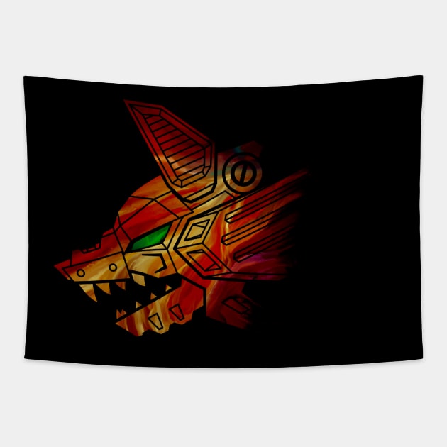 Mecha Robot Wolf | Fire Edition Tapestry by MaiasaLiger