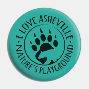 I Love Asheville, NC - Black Bear Paw - GreenO 15 Pin