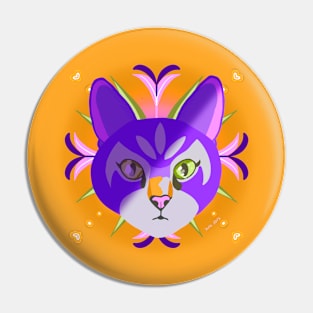 Psychedelic Purple Heart Cat Pin