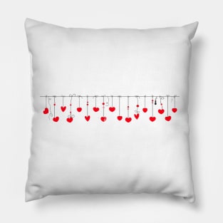 Happy Valentine's Day with hanging hearts Pillow