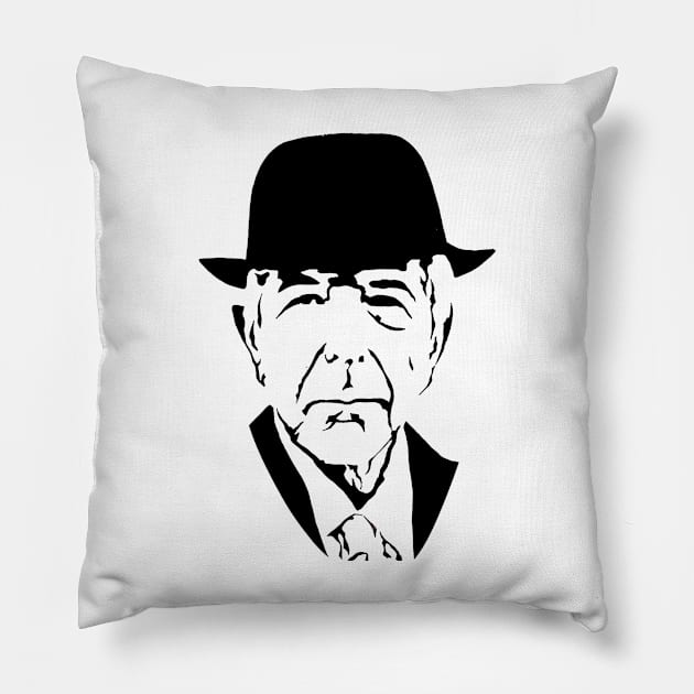 Leonard cohen Pillow by CathyGraphics