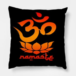 Namaste Symbol with Lotus Flower Pillow