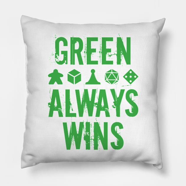 Green Always Wins Pillow by WinCondition