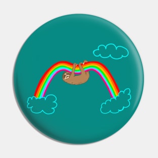 Sloth on a Rainbow Pin