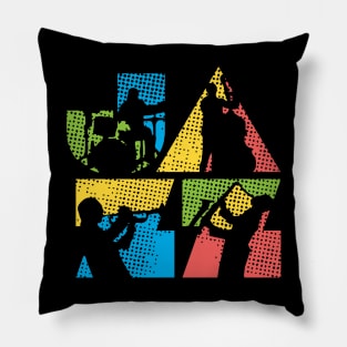 Jazz Logotype With 4 Jazz Musicians Pillow