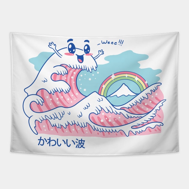 The Great Kawaii Wave Tapestry by Vincent Trinidad Art