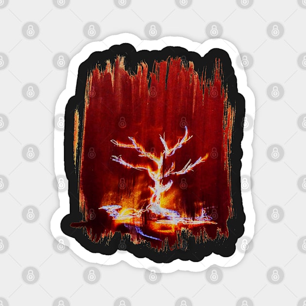 A Burning Tree Magnet by SubtleSplit