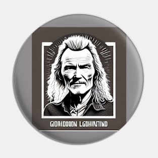 Gordon Lightfoot Retro design Tribute T-Shirt Pin