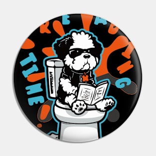 Dog reading on the toilet 95015 Pin