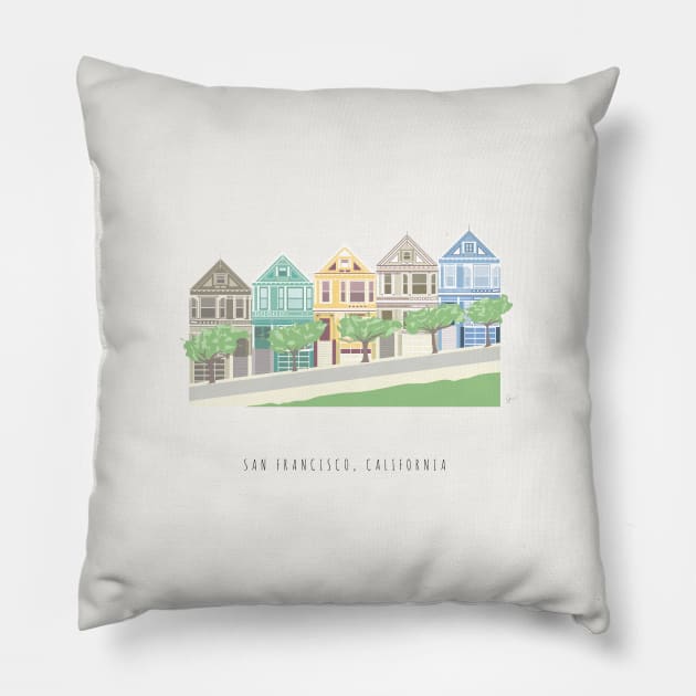 Painted Ladies 2, San Francisco, Californa Pillow by lymancreativeco