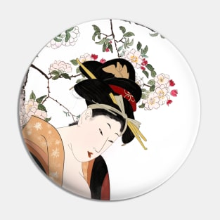 Japanese woodblock woman portrait woman writing Pin