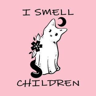 i smell children, funny halloween ghost cat T-Shirt