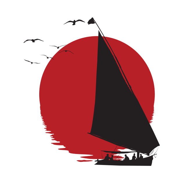 Sailing sunset by Monos Kromaticos Graphic Studio