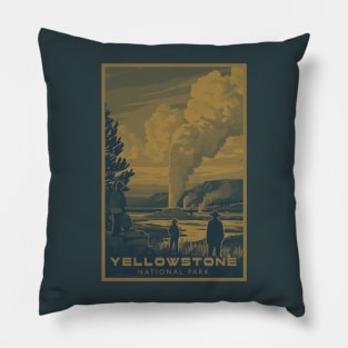 Doutone Yellowstone National Park Travel Poster Pillow