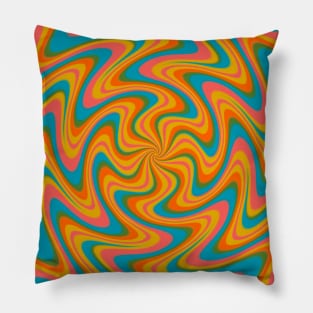 Retro Abstract 70s Spiral Psychedelic Pillow