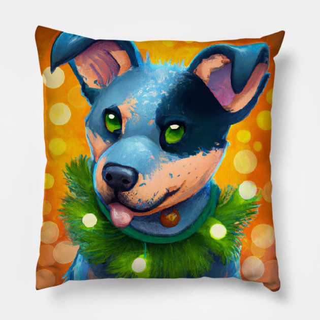 Cute Australian Cattle Dog Drawing Pillow by Play Zoo