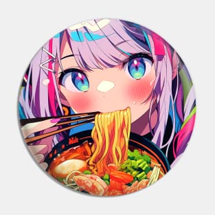 Cute Anime Girl |  Ramen Noodles | Hentaii Chibi Kawaii Design Pin