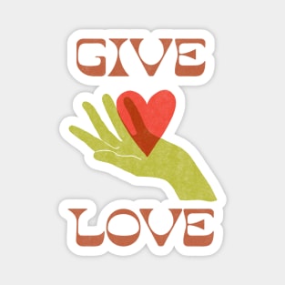 GIVE LOVE \\ Mid-century retro design Magnet