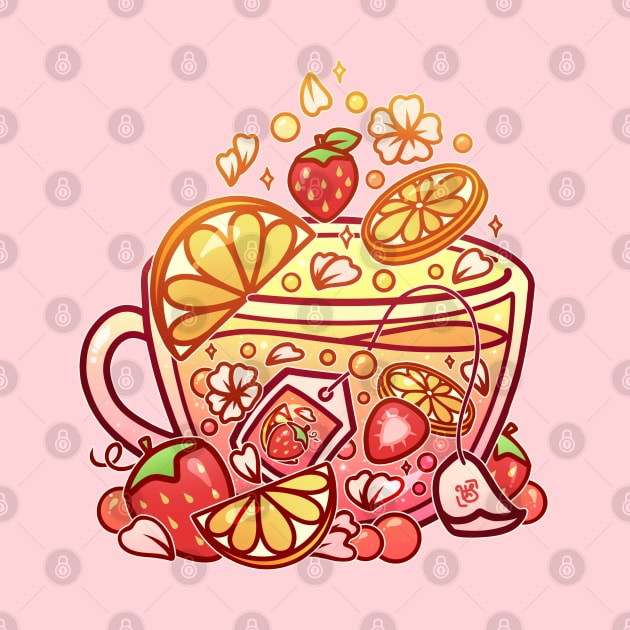 Strawberry Lemonade Teacup by heysoleilart