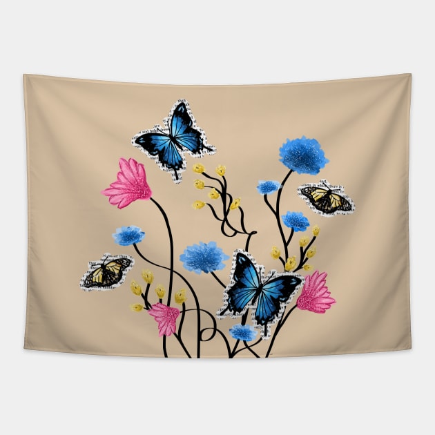 Butterfly Flower Words Tapestry by sparkling-in-silence