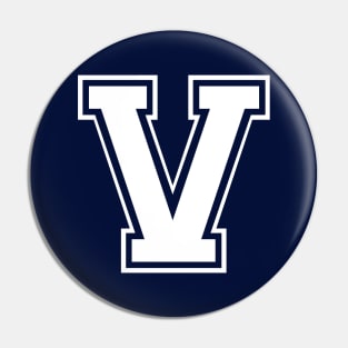 Initial Letter V - Varsity Style Design Pin