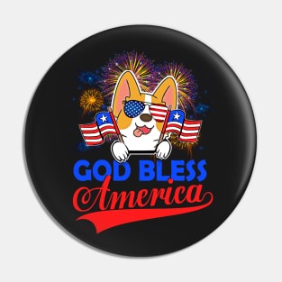 God Bless America 4th Of July Firework Dog Unisex Pin