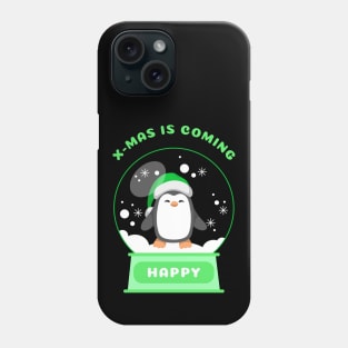 Xmas is Coming Happy Penguin (Green) Phone Case