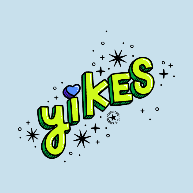 Yikes 3D Cartoon Lettering in Neon Green by Christine Parker & Co