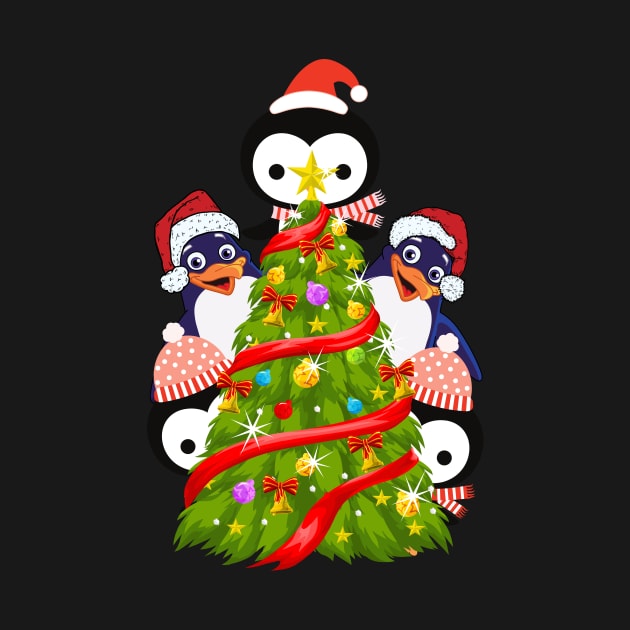 Penguins Christmas Tree T-Shirt by Him