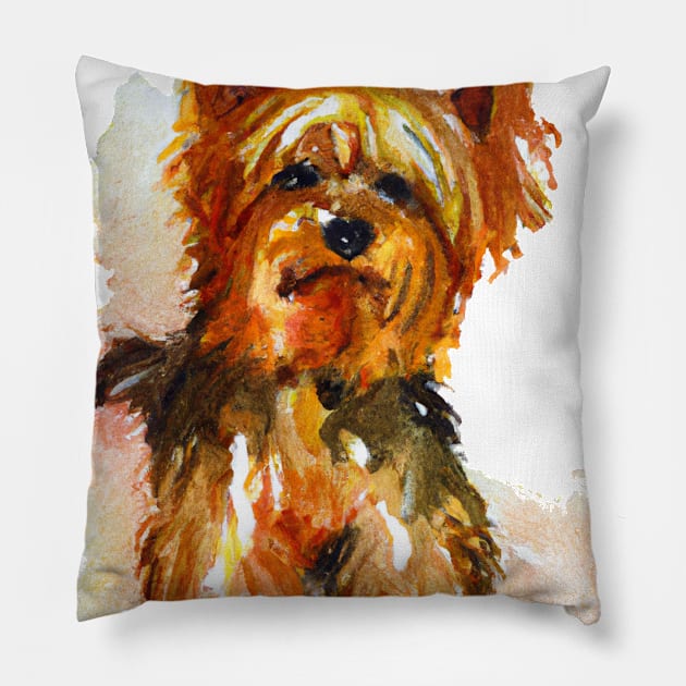 Yorkshire Terrier Watercolor - Gift For Dog Lovers Pillow by Edd Paint Something