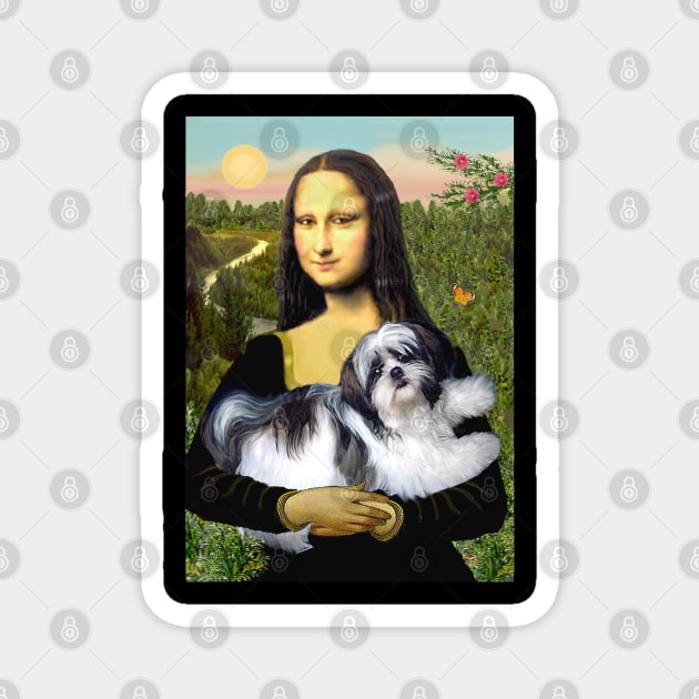 Mona Lisa and her Black and White Shih Tzu Magnet by Dogs Galore and More