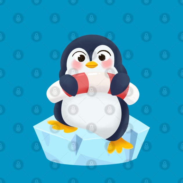 Cute Penguin First time Swimming by CleasssArt