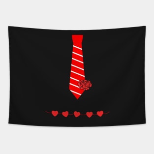 Valentine's day costume ideas funny red tie tuxedo heart belt Tapestry