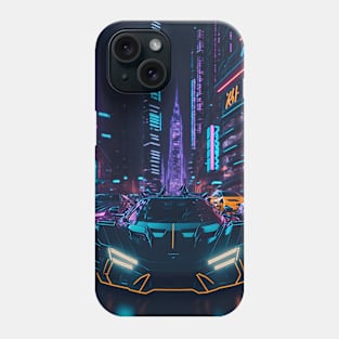 Dark Neon City Sports Car Phone Case