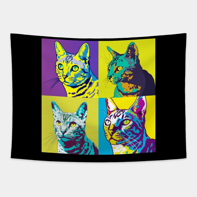 Egyptian mau Pop Art - Cat Lover Gift Tapestry by PawPopArt