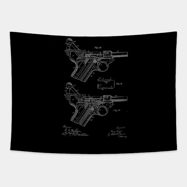 recoil loading small arms Vintage Patent Drawing Tapestry by TheYoungDesigns