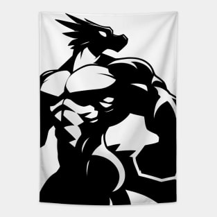 Simple Anthro Furry Dragon Silhouette Tapestry