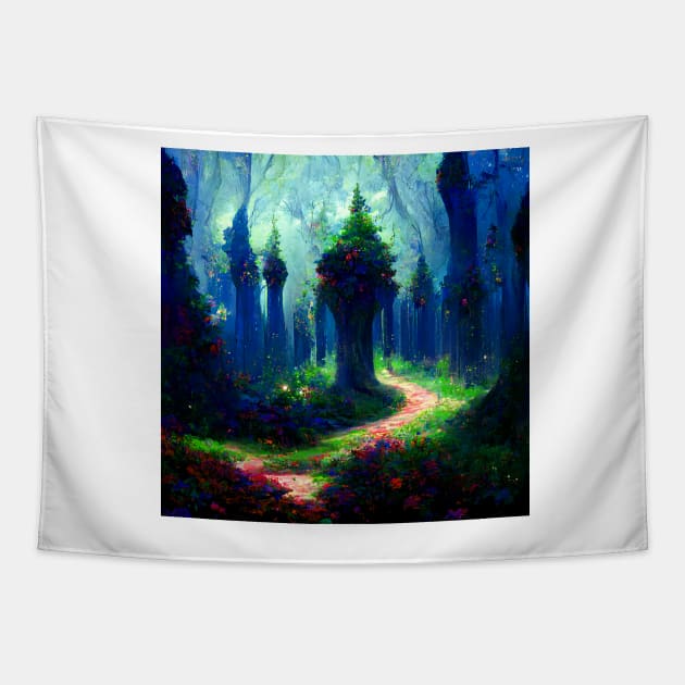 Fantasy Forest Landscape Tapestry by Mihadom