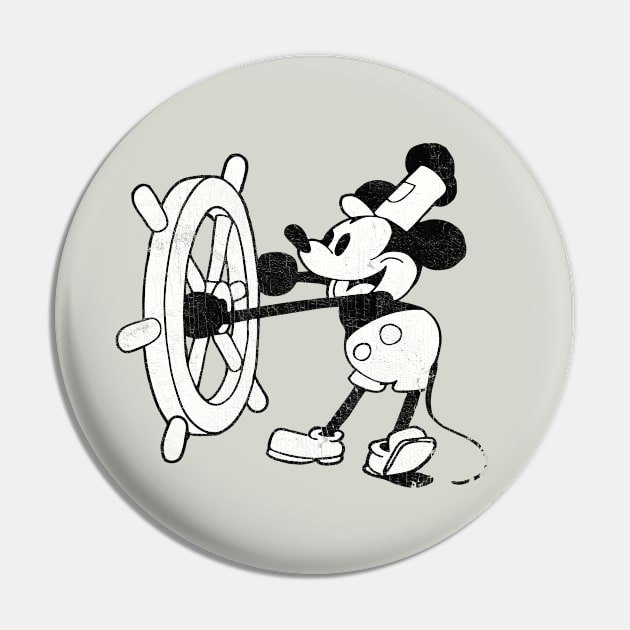 Steamboat Willie Faded Vintage Aesthetic Pin by DrumRollDesigns