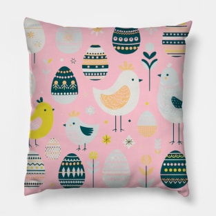 Nordic style Easter Chick and Eggs Design Pillow