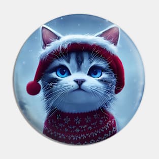 Cute Christmas Cat Pin