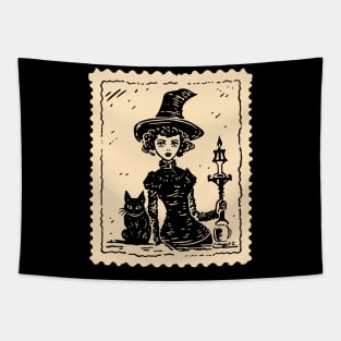 Witch and Black Cat Tapestry
