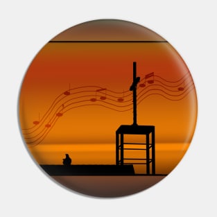 Sing a Song of Praise Ravens on Church Roof Silhouette Pin