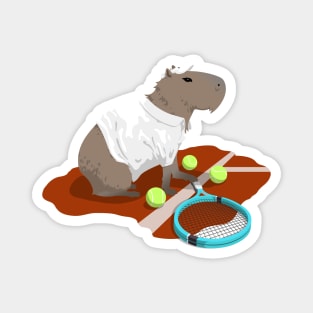 Capybara Tennis - White Magnet