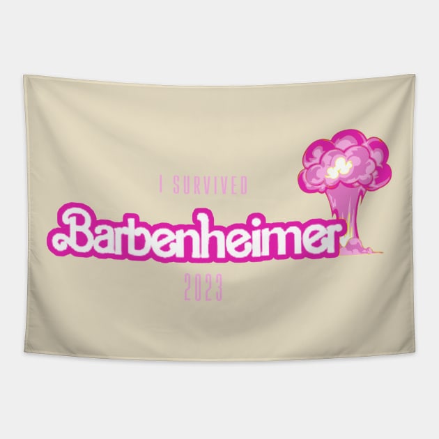 barbie oppenheimer - i survived barbenheimer Tapestry by Suisui Artworks